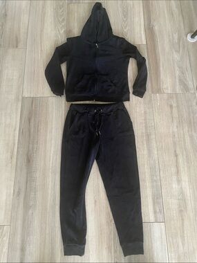 Vintage Juicy Couture Black Hoodie and Jogger Set Size Medium
